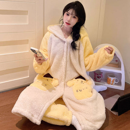 2025 Cartoon Strap Panda Pajamas Women's Winter Coral Velvet Thickened Pajamas Cute Girls Home Clothes Set
