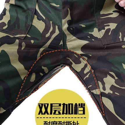 Workwear Set for Men, Labor Protection Clothing, Spring and Autumn Camouflage Wear, Durable Construction Site Work Clothes, Multi-Pocket Mechanic's Suit