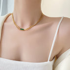 Green diamond necklace gold