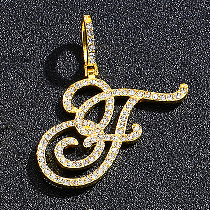 Foreign trade popular products full diamond hip hop jewelry grass letter pendant melon seed buckle Cuban chain accessories Amazon exclusive