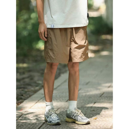Summer Outdoor Mountain Style Solid Color Shorts Men's Trendy Quick-Dry Japanese Loose Casual Versatile Beach Knee-Length Shorts