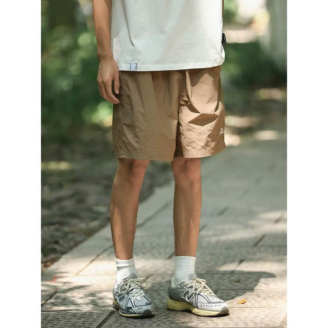 Summer Outdoor Mountain Style Solid Color Shorts Men's Trendy Quick-Dry Japanese Loose Casual Versatile Beach Knee-Length Shorts