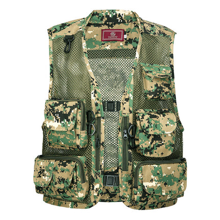 Cross-Border Wholesale Fishing Vest Tactical Vest Mesh Outdoor Breathable Sports Vest Camouflage Tactical Vest