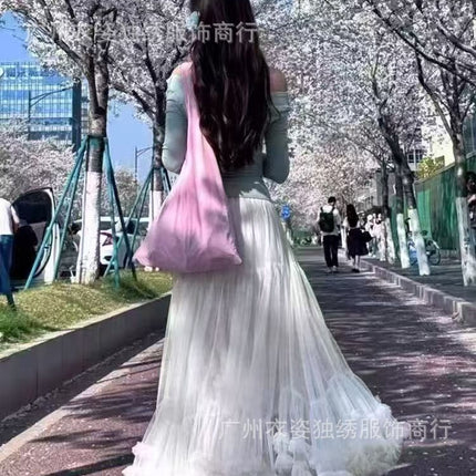 Skirt Ball Gown Puffy Skirt 2026 New Elastic Waist Mesh Ruffle Extra Large Hem Layered Cake Skirt for Women