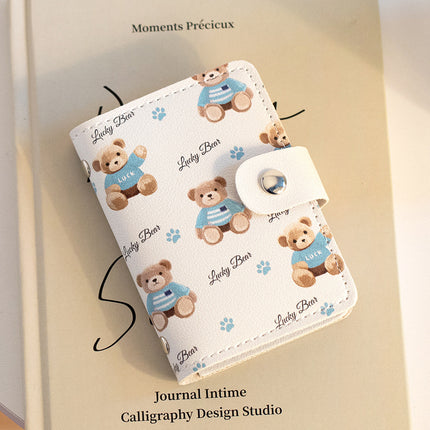 Cute Cartoon Card Bag Women's Buckle Large Capacity Multi-Card Slot Ultra-thin Small Men's Card Clamp Bag Driver's License Card Cover