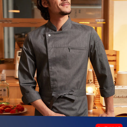 Chef Workwear Long-Sleeve Set for Hotels, Restaurants, and Kitchens, Moisture-Wicking and Sweat-Wicking