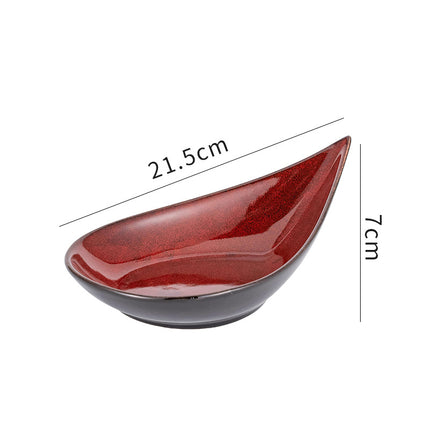 Personalized wine red ceramic restaurant hotel tableware embossed exquisite fruit pastry tray tea tray household dish salad bowl