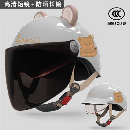 3C certification electric car helmet men's and women's summer safety helmet battery motorcycle sunshade light half helmet