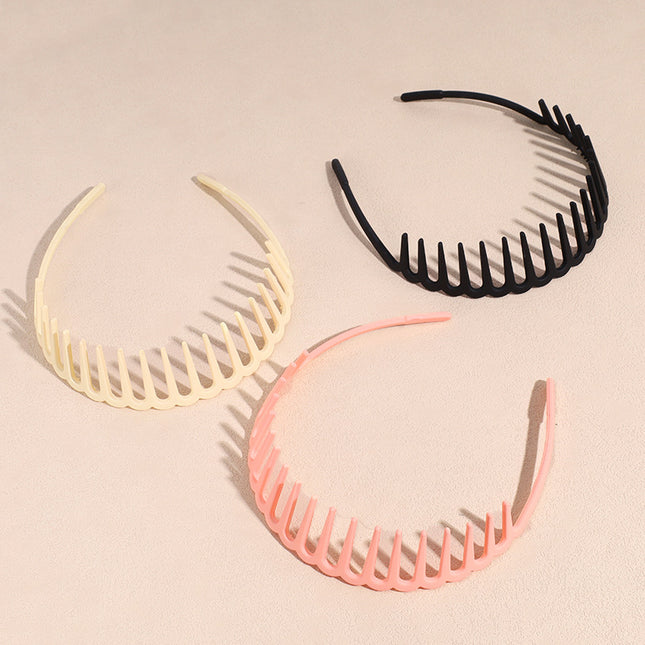 Japanese and Korean Style Simple Candy Color Large Wave Hair Band Internet Popular Non-Slip Toothed Headwear Outgoing Hair Pressure Wash Hair Band