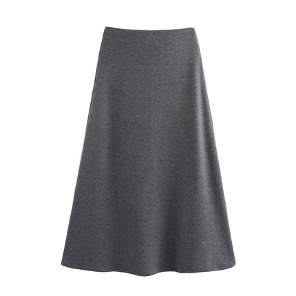 Foreign trade autumn and winter new European and American style knot decoration soft short sleeve top 0858673 Midi skirt 0858674