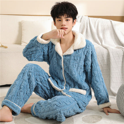 Fat Girl pajamas autumn and winter Princess fleece-lined flannel junior high school students big children fat girl home clothes extra large