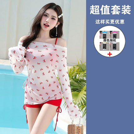 Swimwear Women's 2025 New Explosive Skirt Split Three-piece Set Small Chest Gathering Holiday Ins High-grade High Waist Sun Protection