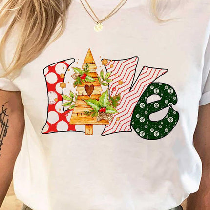Wholesale ladies blouse supply Christmas happy fashion cartoon bottoming shirt clothes
