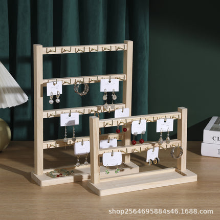 Jewelry Keychain Earrings Pendant Display Stand Solid Wood Trinket Hanger Hook High-End Stall Store Counter
