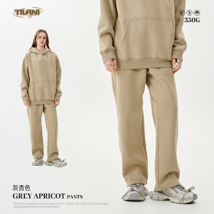 Tilani Men's Clothing 2026 Spring and Autumn Solid Color Basic Sports Suit American Style Trendy Brand Fleece-Lined Thickened Sweatshirt and Sweatpants