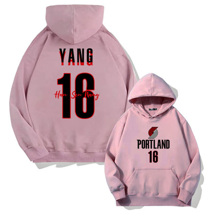 Trailblazer Yang Hanssen No. 16 Fan Hooded Pullover Sweatshirt for Young Men, Autumn Men's Long-Sleeve Jacket Top