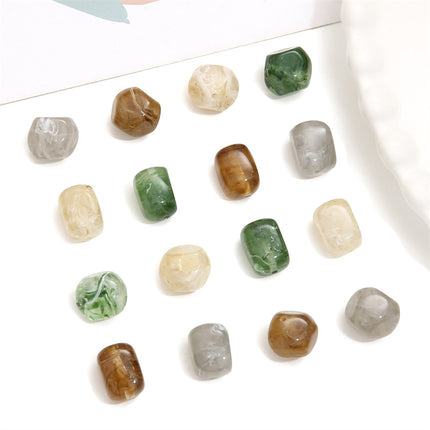 Acrylic Imitation Amber Stone Irregular Round Beads Loose Beads DIY Handmade Beaded Necklace Bracelet Material Accessories Wholesale