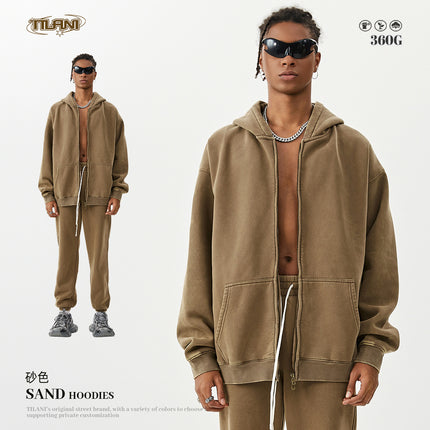 Tilani Men's Sweatshirt and Sweatpants Set Cross-Border Trendy Brand Hoodie Autumn and Winter Velvet Thickeneded Men's Two-Piece Set