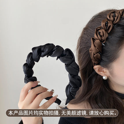 Minimalist High-End Cloud Bubble Crystal Wrapped Toothed Headband for Women, Fluffy High Crown, Face-Slimming Stylish Headband