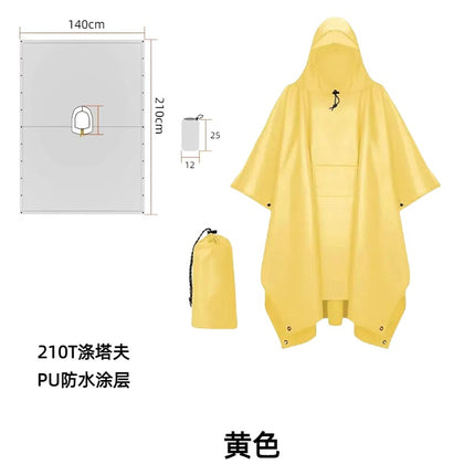 Foreign Trade Multifunctional Poncho Raincoat Unisex Poncho Outdoor Three-In-One Waterproof Raincoat Cycling Hiking Camping Style