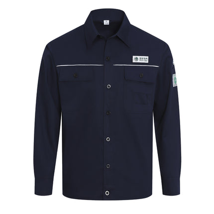 Pure cotton summer anti-static card pocket work clothes gas station filling station thin gas petrochemical long sleeve labor protection clothing