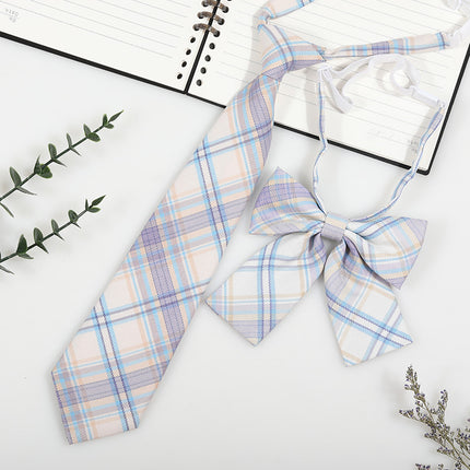 Japanese and Korean striped jk/dk college style men's and women's red cyanotic gray blue shirt accessories tie-free collar suit