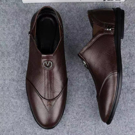 2024 new Joker men's leather shoes soft soft bottom business casual bean shoes work security dad shoes wholesale