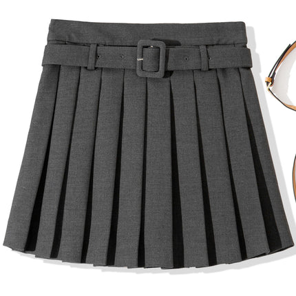 B2125 2025 Autumn Women's New Fashion College Style Pleated Skirt Security Pants Half Skirt with Belt
