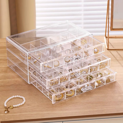 Jewelry Storage Box, Hand Jewelry, Earrings, Necklaces, Ear Studs, Anti-Oxidation Drawer-Type Acrylic Nail Art Jewelry Box