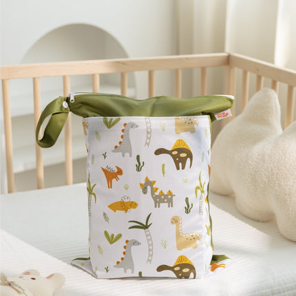 Cross-border in stock Nordic Animal Printing Baby Room Storage Hanging Bag Dry and Wet Separation Double-layer Waterproof Bag Wetbag