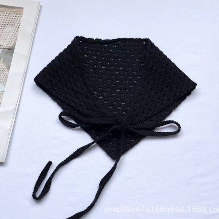 Hot Girl Internet Celebrant Photo Flower French Style Triangle Scarf Headscarf Women's Cute Knitted Hair Band Silk Scarf High-grade Headwear Summer