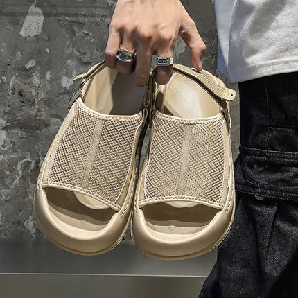 Fashionable Casual Versatile Sandals with Velcro Thick-Soled Men's Shoes 2025 New Summer Outdoor Lightweight Two-Wear Beach Shoes