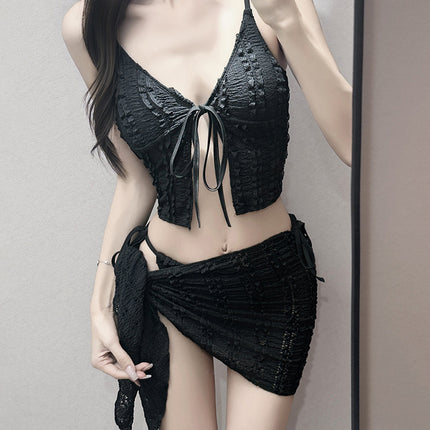 2025 New Swimsuit Women's Split Bikini Three-Piece Set Sexy Pure Desire Seaside Resort Hot Spring High-End Swimsuit