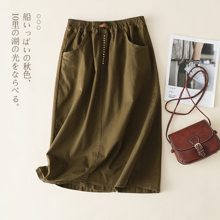 22107 high waist A- line skirt women's commuter versatile mid-length skirt pear-shaped figure slimming meat-covering autumn straight skirt