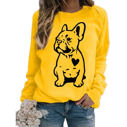 Foreign trade supply dog love printing round neck jacket sweater European size women's coat long sleeve cross-border autumn and winter leisure