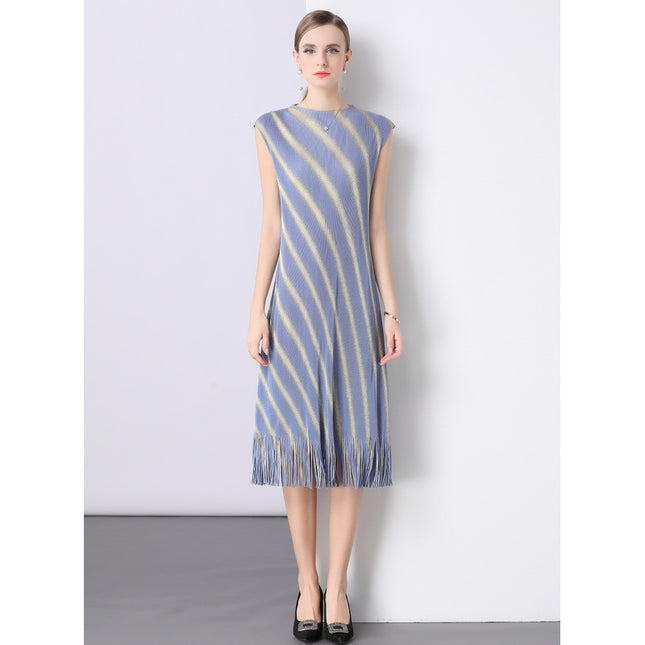 Factory Direct Miyake Pleated Gold Spray Tassel Dress