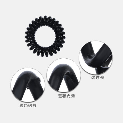 Outer Diameter 4cm Black Phone Cord Hair Tie Korean Hair Tie Hair Rope Transparent White Rubber Band Wire Coil Headwear
