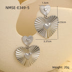 Nmse-e349-5 steel color love earrings / 18K