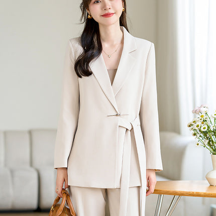 Beige Suit suit Women's 2024 New Autumn and Winter Professional Fashion Temperament Goddess Fan Fashion Personality Casual Suit