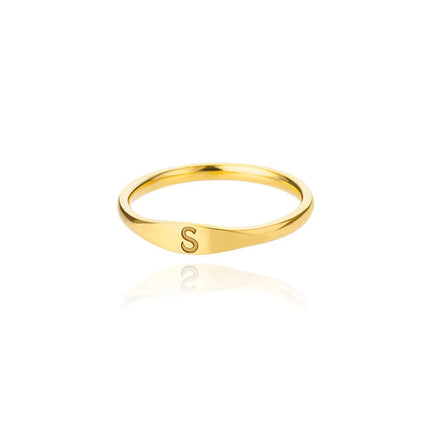 Cross-border 26 English Letter Ring Stainless Steel high quality Niche Design Light Luxury Opening Female Ring Food Ring