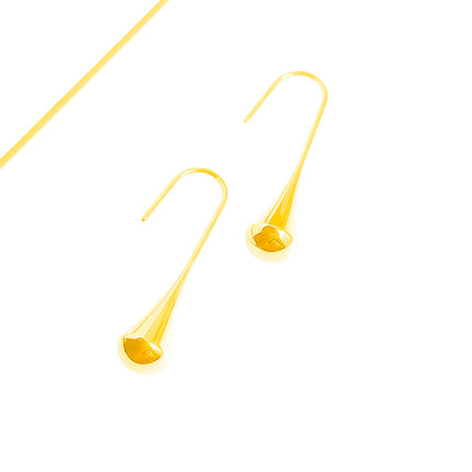 in stock Europe and the United States cross-border simple stainless steel water drop earrings women retro temperament personality long ear hanging jewelry wholesale