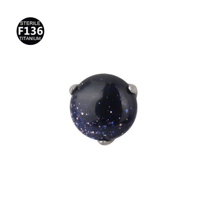 F136 titanium alloy 3.5mm natural stone 0.9 tooth puncture jewelry internal thread lip nail earring factory in stock wholesale