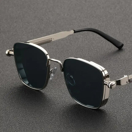2025 New European and American Cross-Border Personalized Sunglasses Retro Square Frame Steam Metal Sunglasses Sun Protection High-End Sunglasses