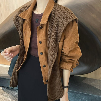 Short Denim Coat Women's Strap Shawl Korean Style Loose 2025 New Autumn Short Jacket Trendy Ins Top