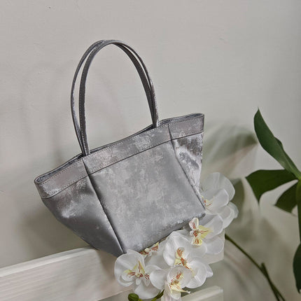 New Chinese Style National Style Vegetable Basket Bag Satin Genuine Leather Small Square Bag Large Capacity Niche Portable Bucket Bag Shoulder Crossbody Bag