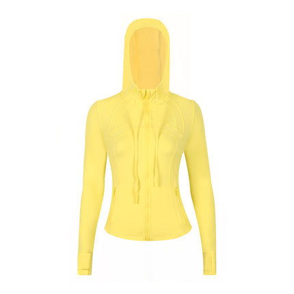 LULU in stock Hooded Jacket Running Yoga Jacket Sports Slim Zipper Cardigan Fitness Top Women