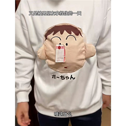Autumn and winter new fleece-lined hooded warm sweater paper-drawing carry-on paper towel fun all-match casual top