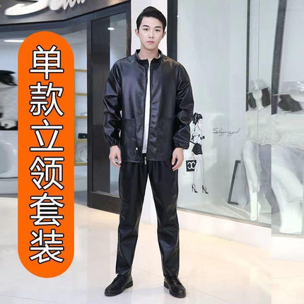 Men's leather pants suit oil-proof waterproof motorcycle motorcycle windproof warm slaughter aquatic labor protection overalls