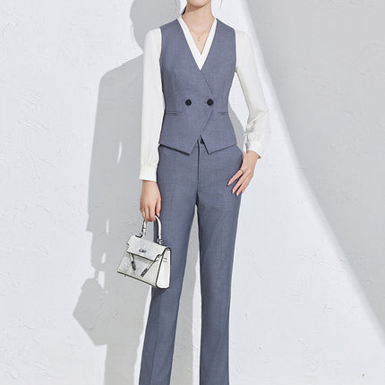 New Elegant Vest Pants Shirt suit Slim-fit Formalwear Fashion Commuting Light Luxury Professional Executive Front Desk Tooling