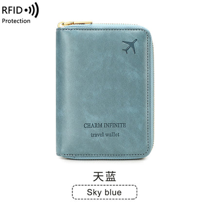 Cross-Border 2026 New Rfid Anti-Magnetic Passport Holder Zipper Short Travel Passport Bag Multifunctional Document Storage Bag